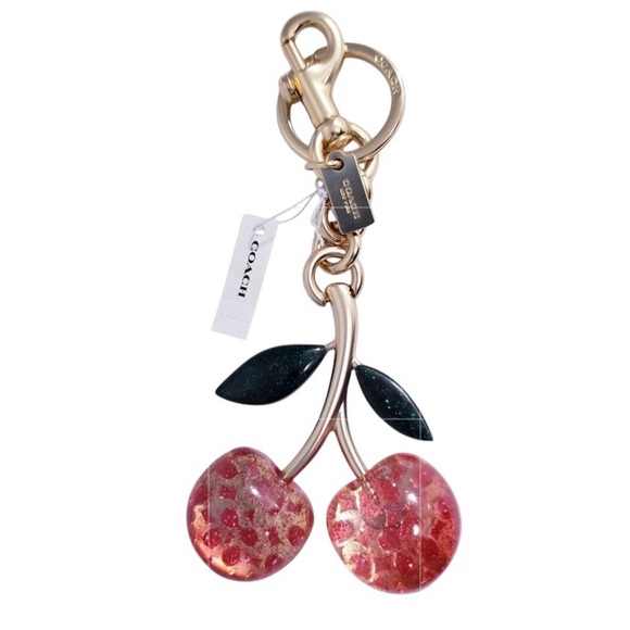 NEW W/TAGS COACH SIGNATURE DOUBLE CHERRY COLLECTIBLE BAG CHARM KEY RING - Picture 1 of 4